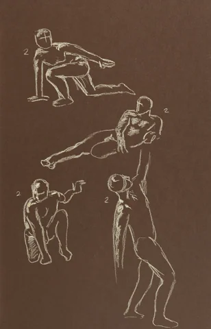 Gesture sheet, 4 poses by Riley Adamson