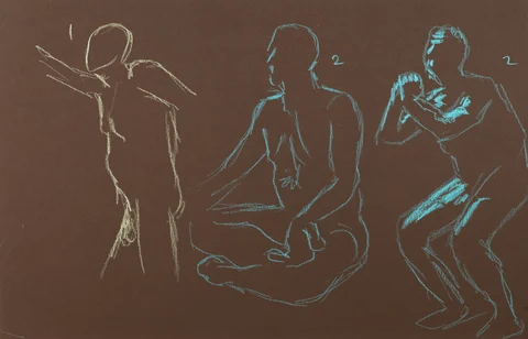 Gesture sheet, 3 poses by Riley Adamson