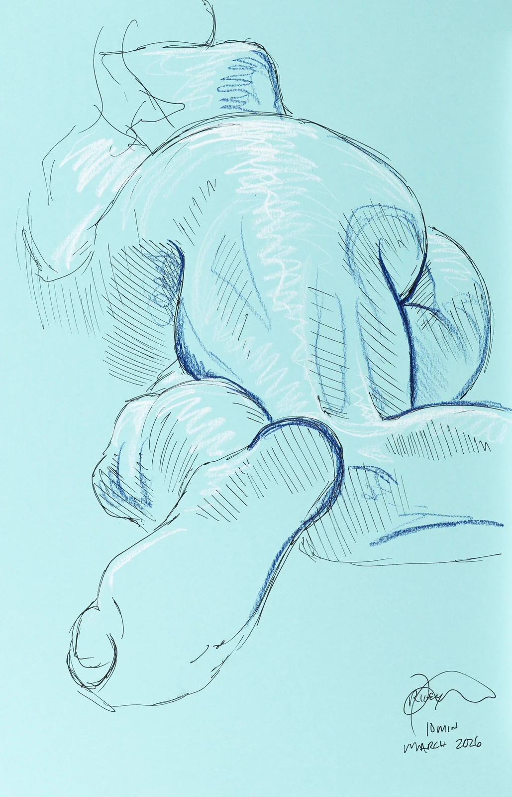 Lying-side figure, from-below view by Riley Adamson
