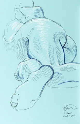 Lying-side figure, from-below view by Riley Adamson