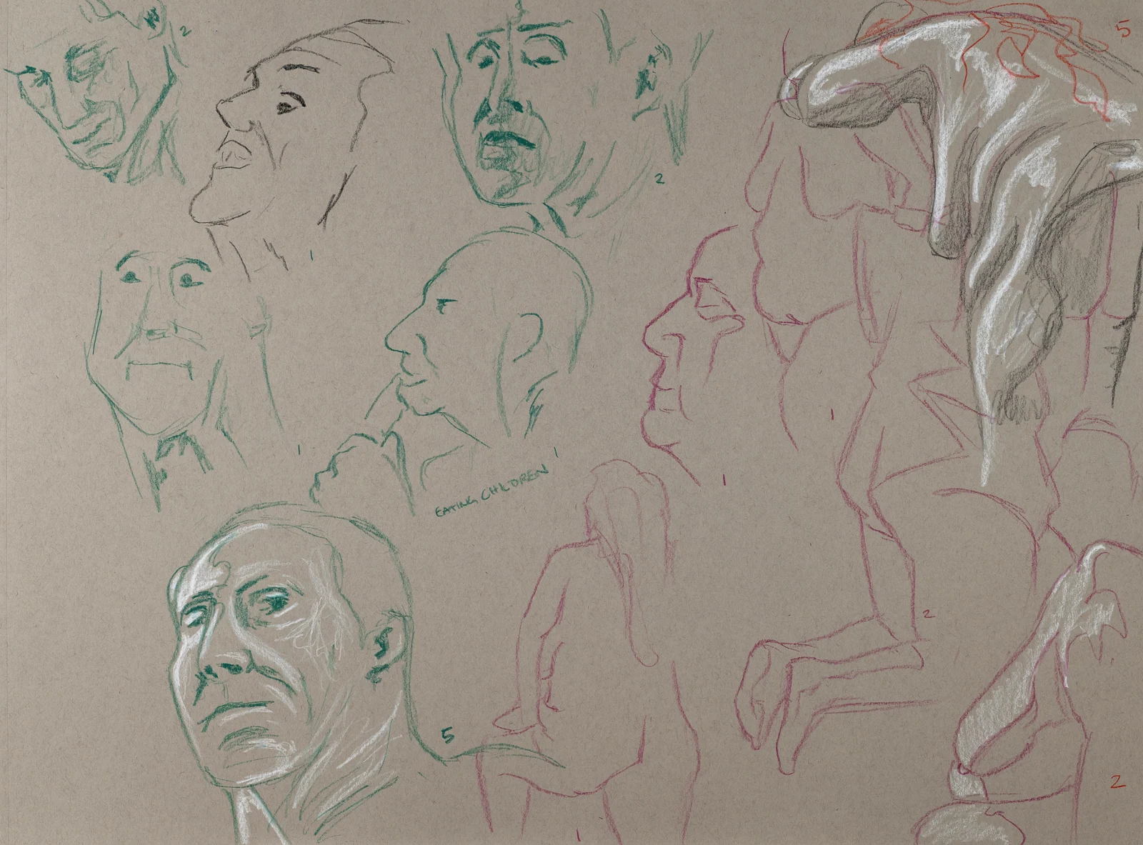Gesture sheet, 12 poses by Riley Adamson