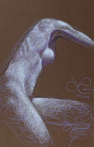 Seated figure, side view by Riley Adamson