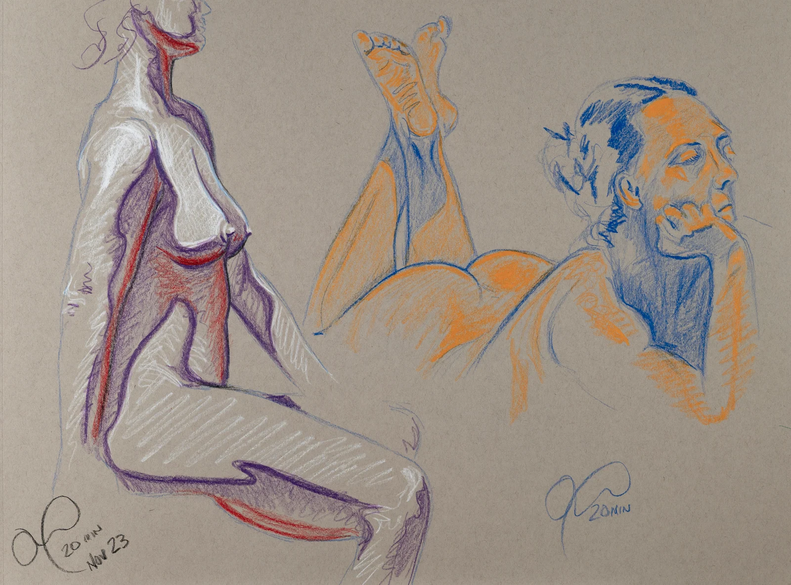Gesture sheet, 2 poses by Riley Adamson