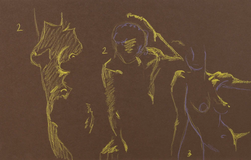 Gesture sheet, 3 poses by Riley Adamson