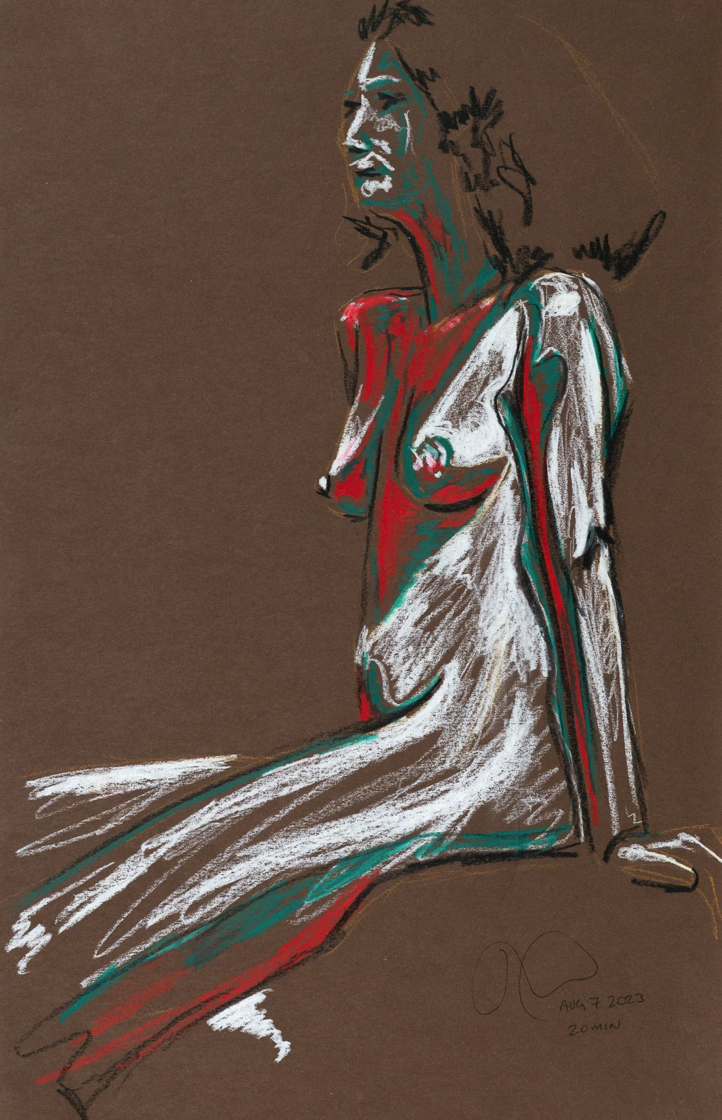 Seated figure, front view by Riley Adamson