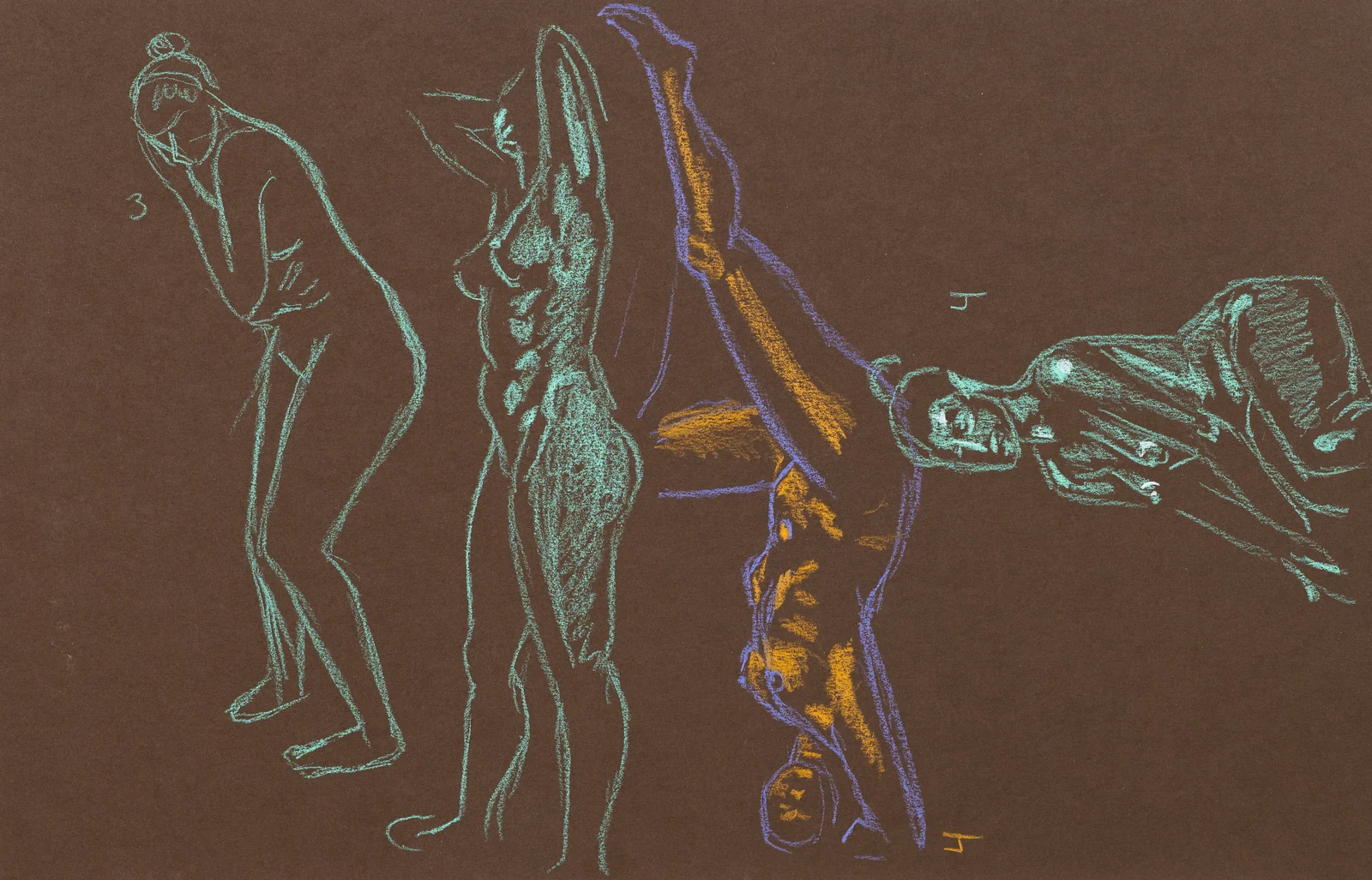 Gesture sheet, 4 poses by Riley Adamson