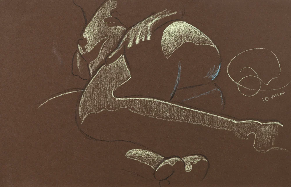 Figure drawing, from-below view by Riley Adamson