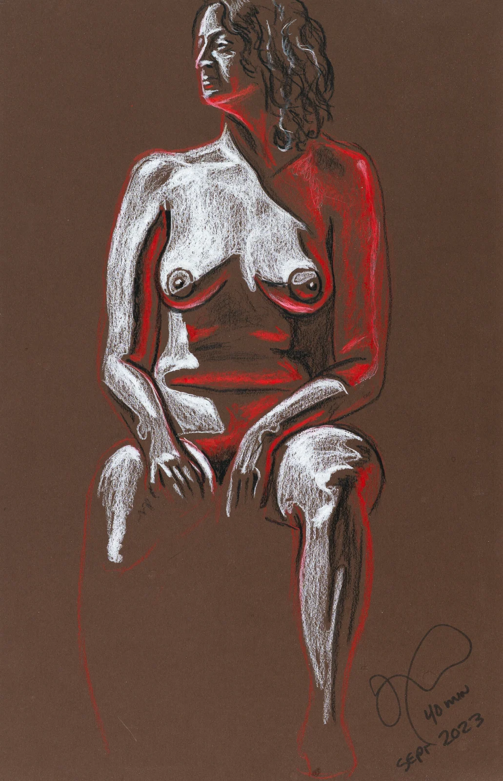 Seated figure, front view by Riley Adamson