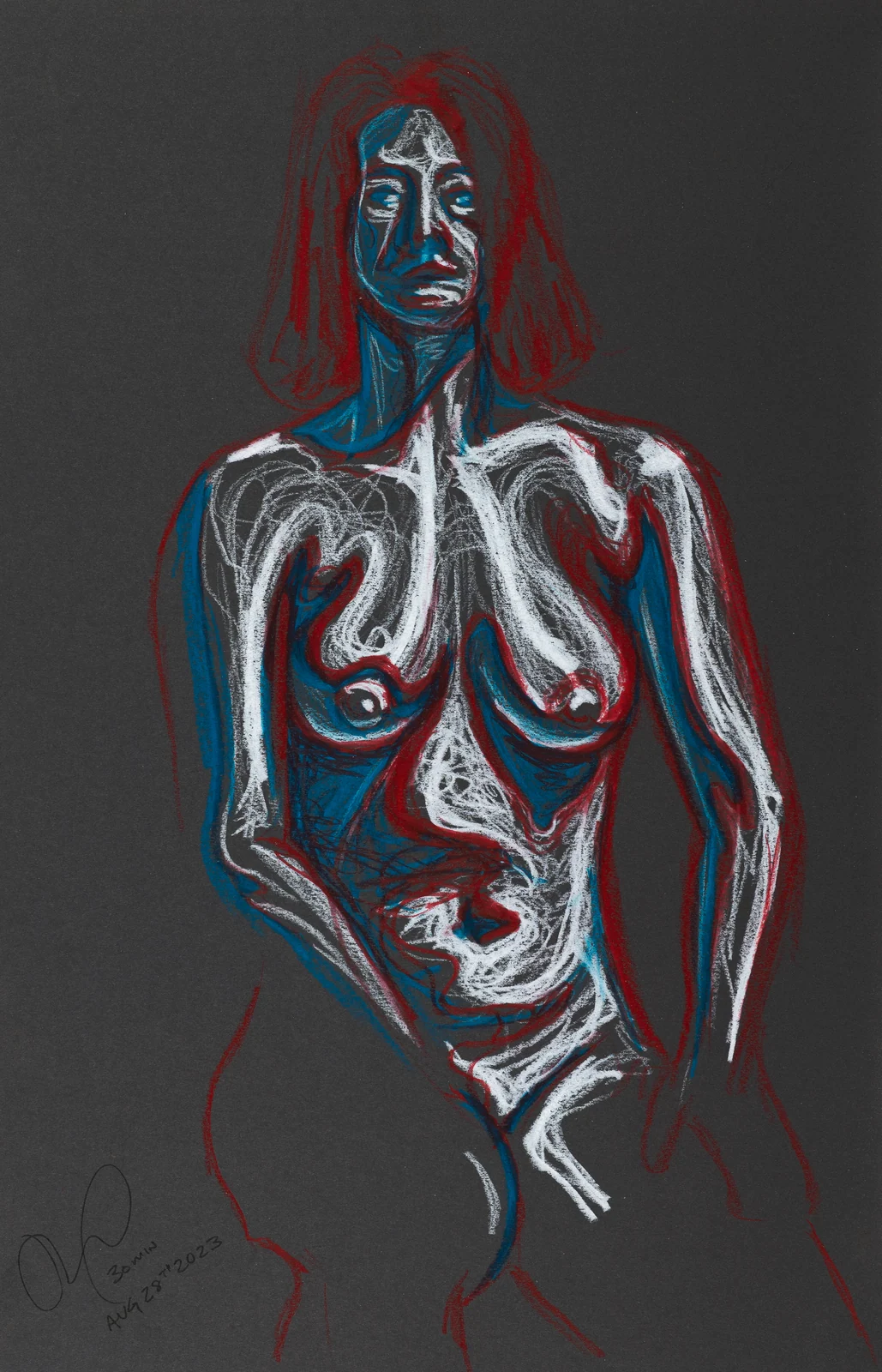 Seated figure, front view by Riley Adamson