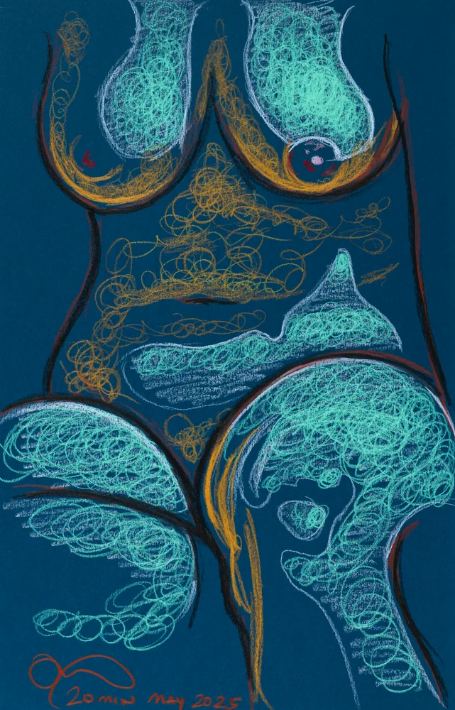 Seated figure, front view by Riley Adamson