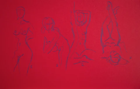 Gesture sheet, 4 poses by Riley Adamson