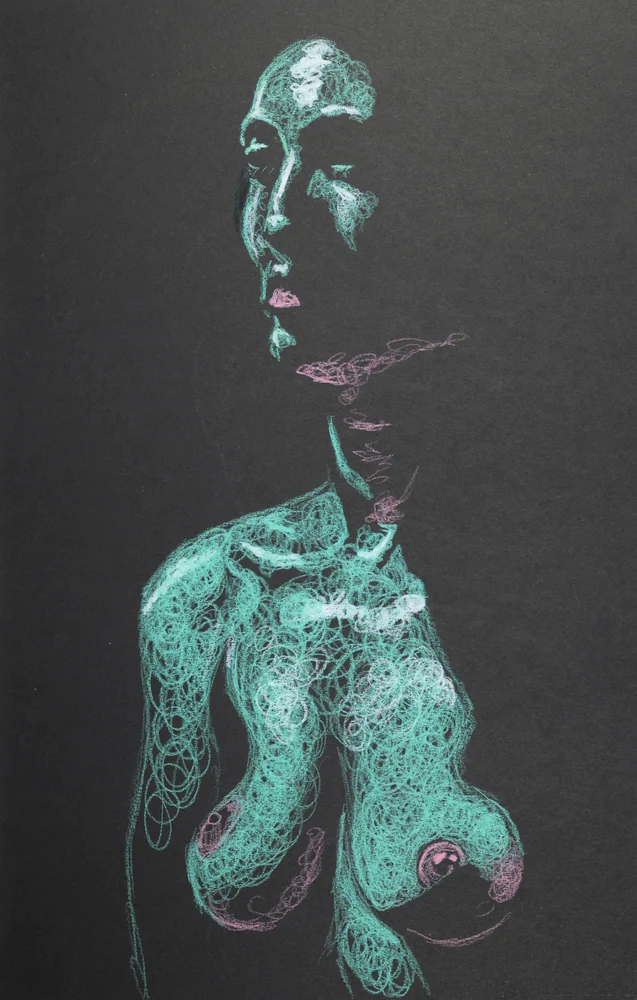 Seated figure, front view by Riley Adamson
