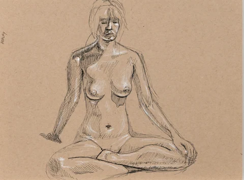 Seated figure, front view by Riley Adamson