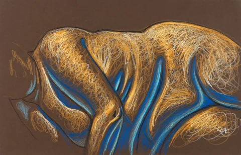 Figure drawing, side view by Riley Adamson