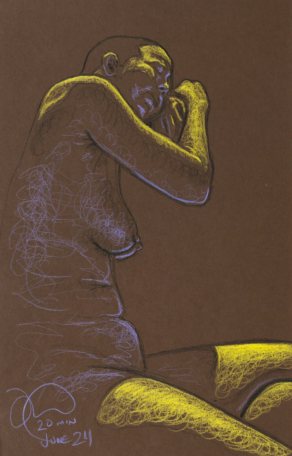 Seated figure, side view by Riley Adamson