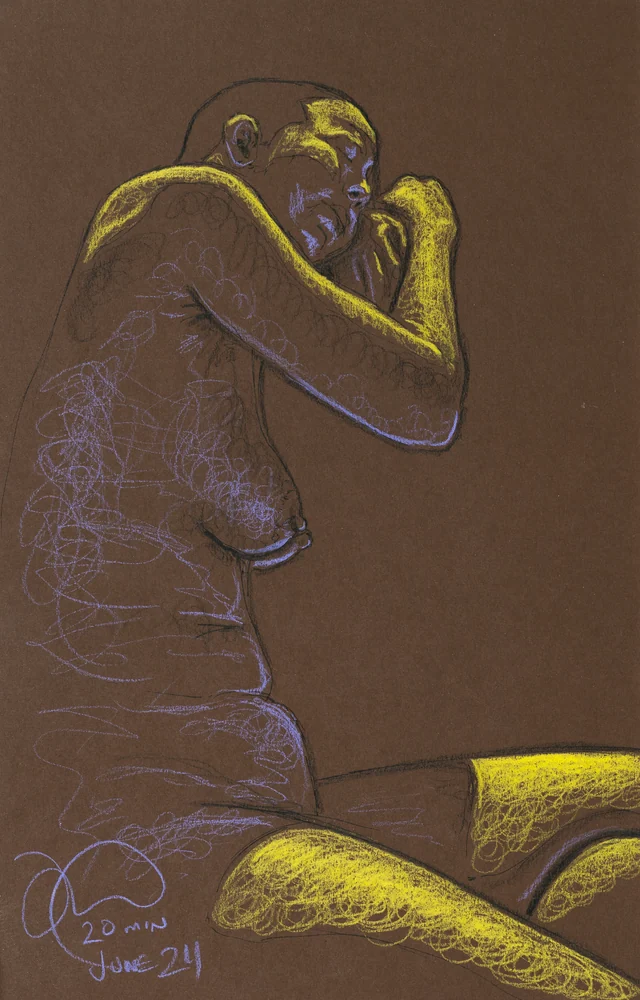 Seated figure, side view by Riley Adamson