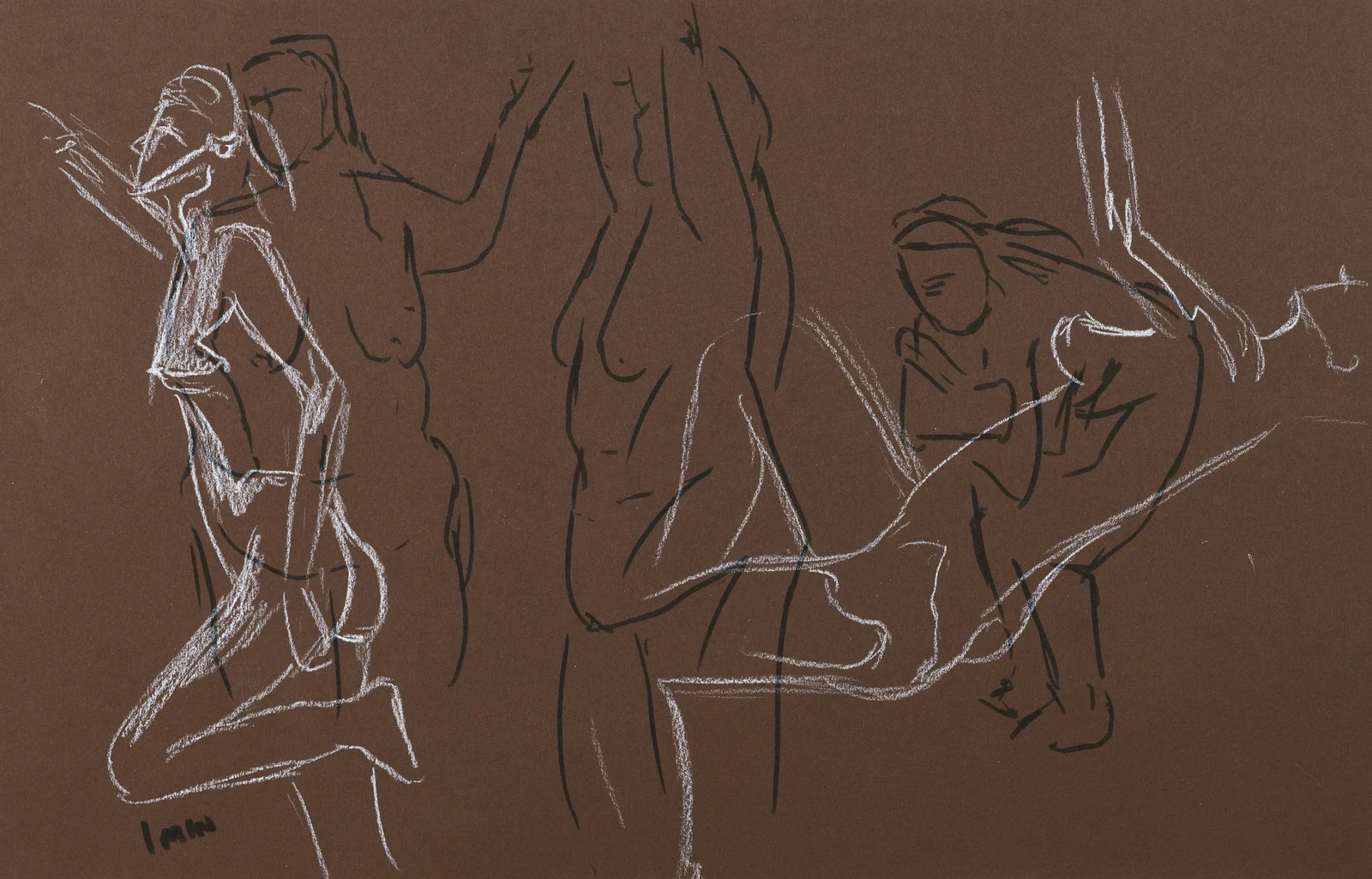 Gesture sheet, 3 poses by Riley Adamson