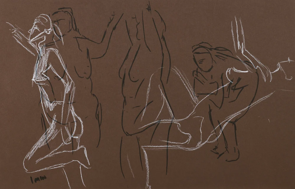 Gesture sheet, 3 poses by Riley Adamson