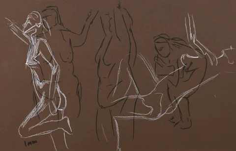 Gesture sheet, 3 poses by Riley Adamson