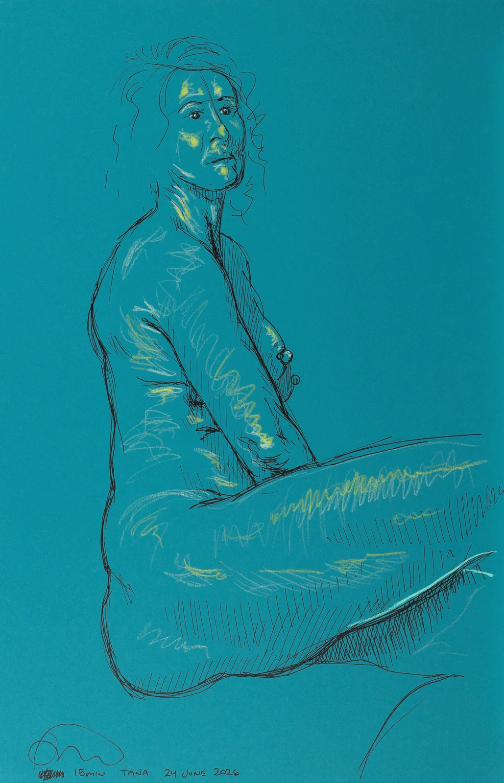Seated figure, front view by Riley Adamson