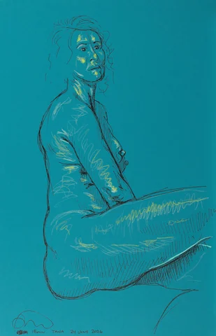 Seated figure, front view by Riley Adamson