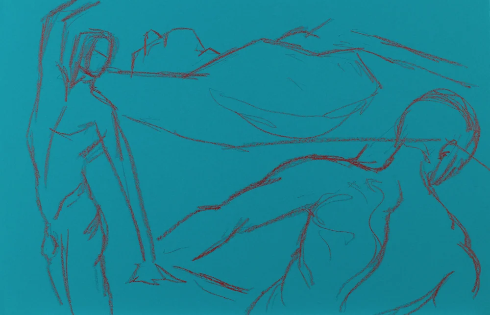 Gesture sheet, 2 poses by Riley Adamson