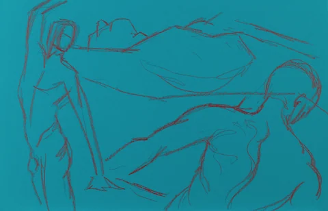 Gesture sheet, 2 poses by Riley Adamson