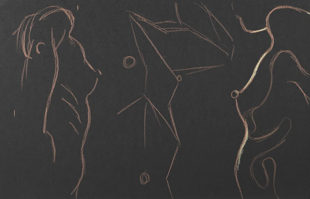 Gesture sheet, 3 poses by Riley Adamson