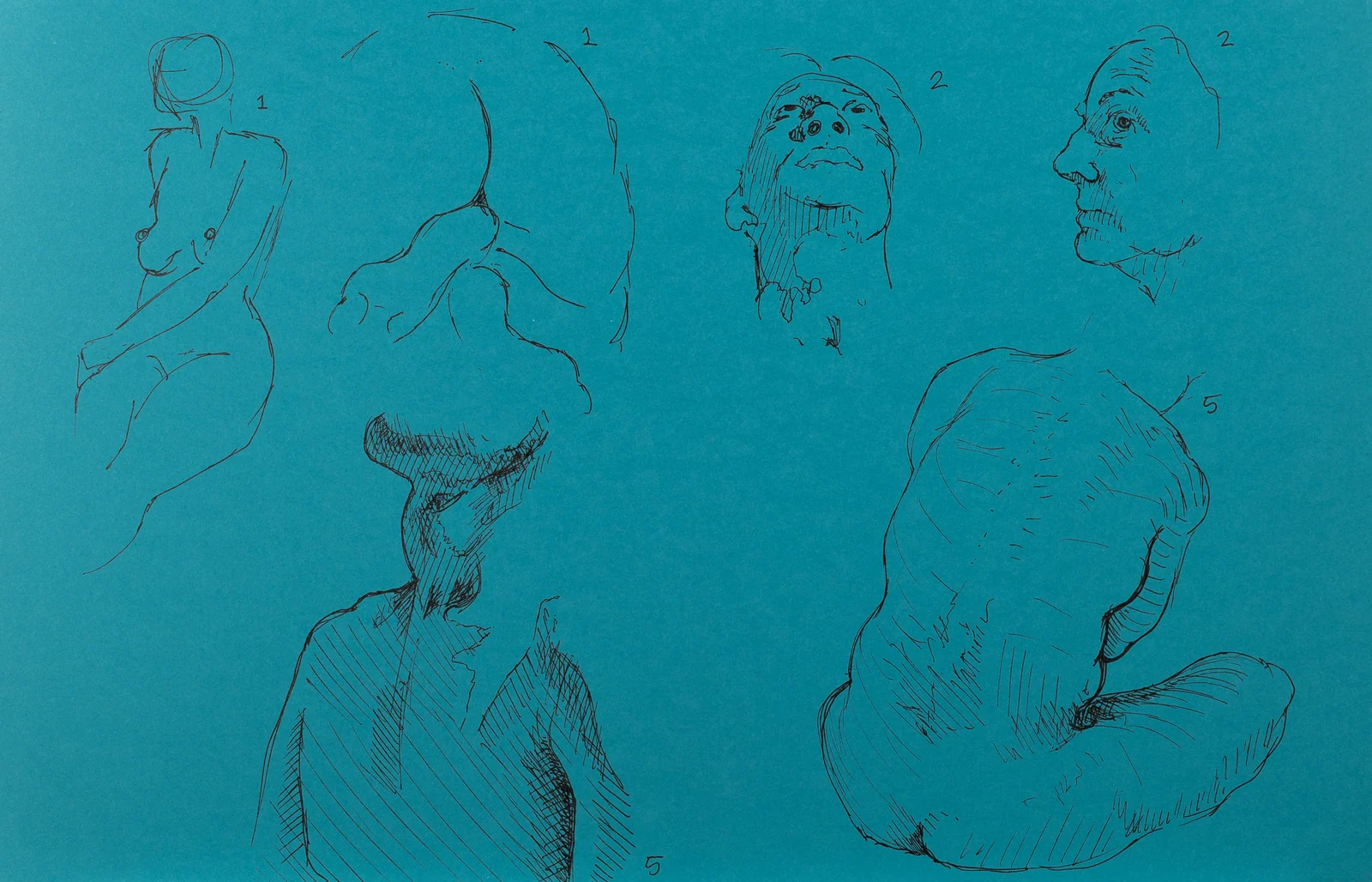 Gesture sheet, 6 poses by Riley Adamson