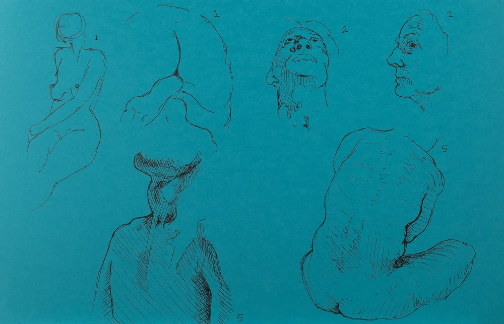 Gesture sheet, 6 poses by Riley Adamson