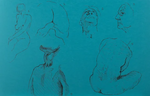 Gesture sheet, 6 poses by Riley Adamson