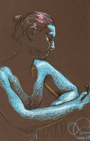 Seated figure, side view by Riley Adamson