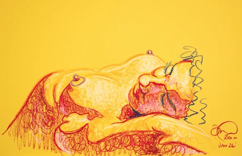 Lying-supine figure, from-above view