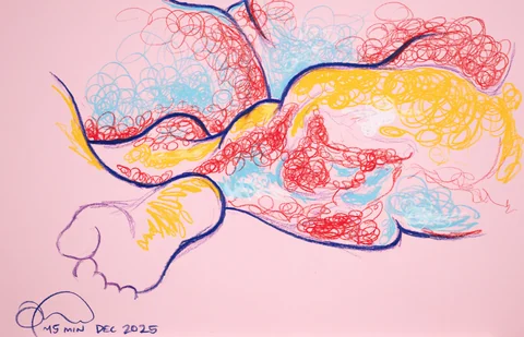 Seated figure, front view by Riley Adamson