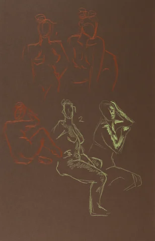 Gesture sheet, 5 poses by Riley Adamson