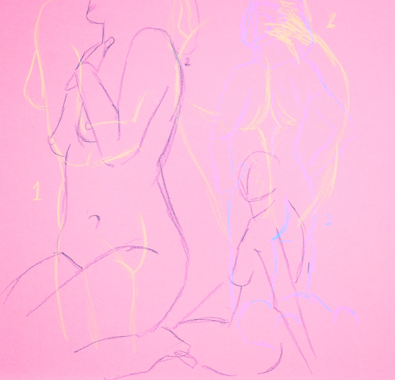 Gesture sheet, 3 poses by Riley Adamson
