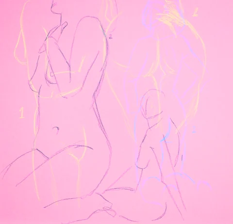 Gesture sheet, 3 poses by Riley Adamson
