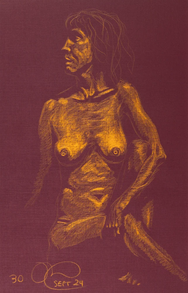 Seated figure, front view by Riley Adamson