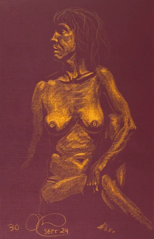 Seated figure, front view by Riley Adamson