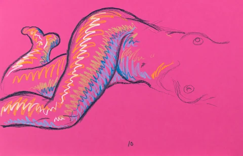 Lying-side figure, side view