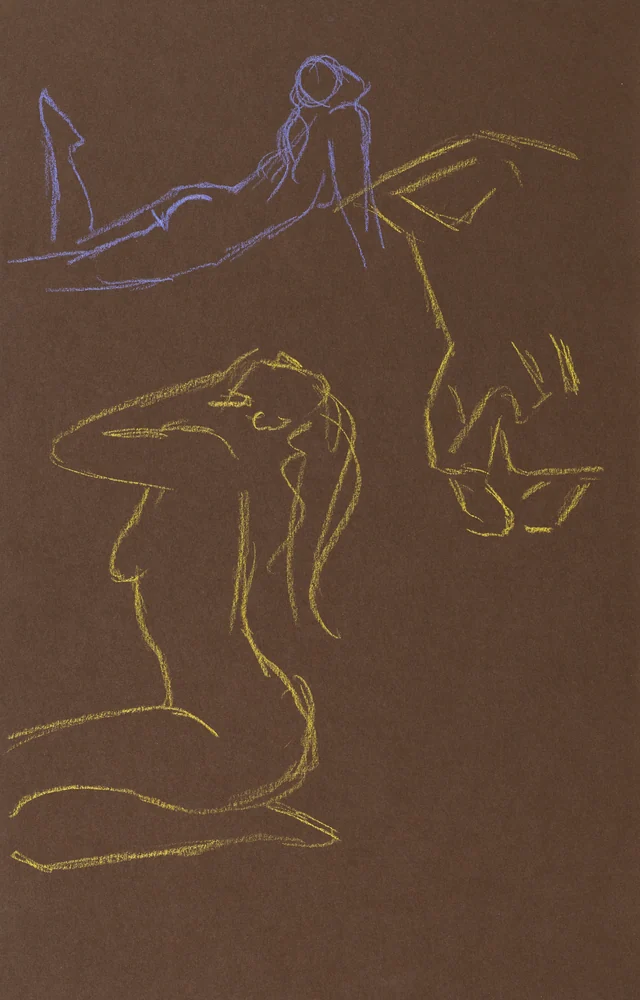 Gesture sheet, 3 poses by Riley Adamson