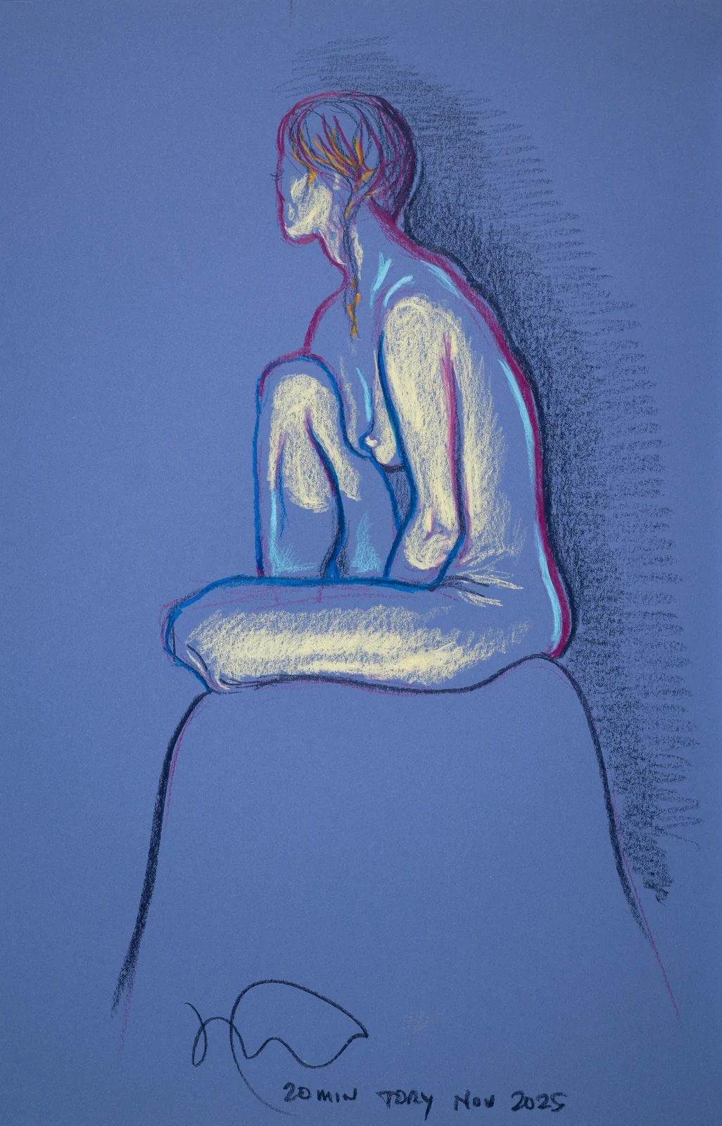 Seated figure, side view by Riley Adamson