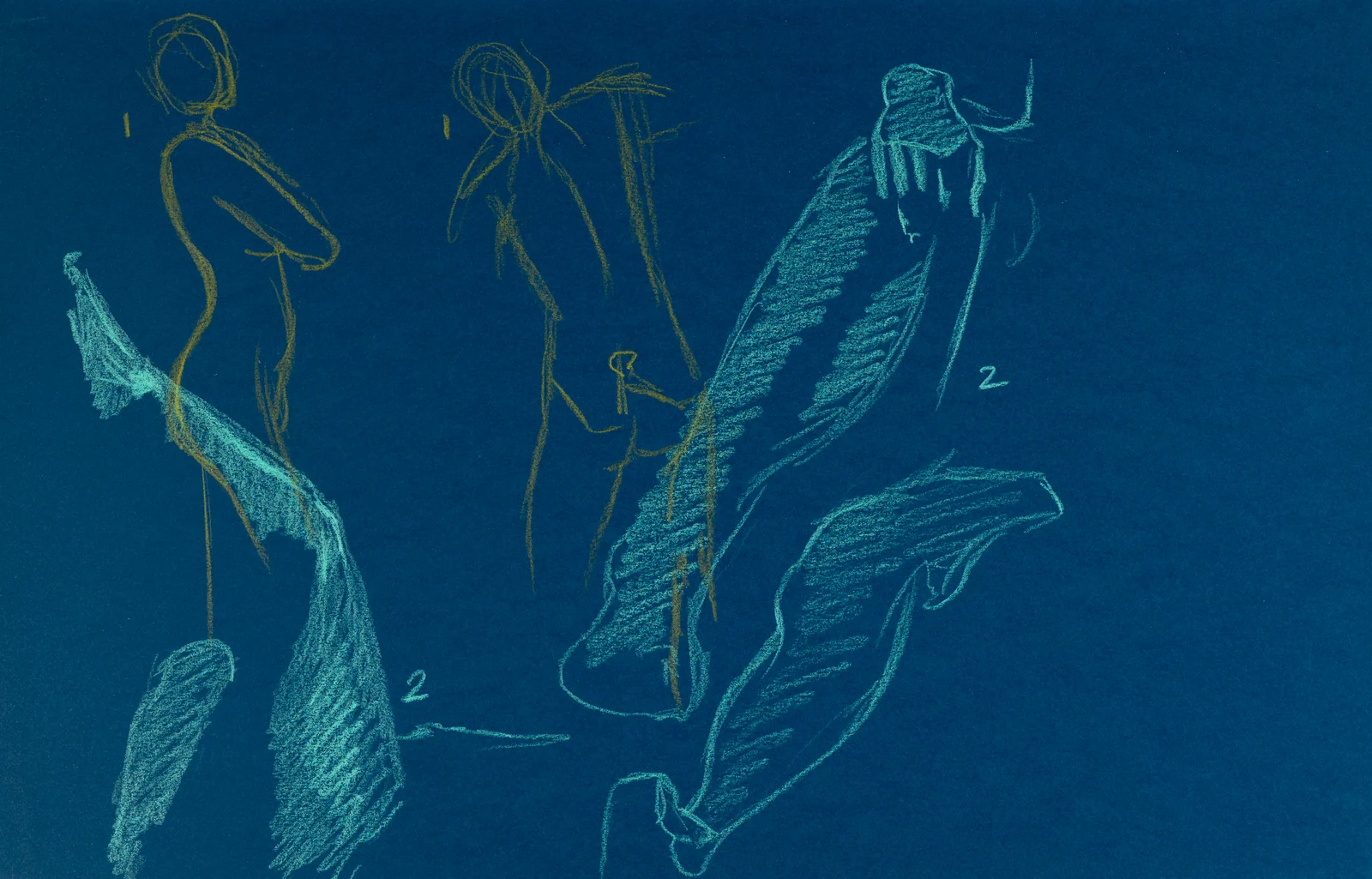 Gesture sheet, 2 poses by Riley Adamson