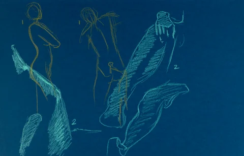 Gesture sheet, 2 poses by Riley Adamson