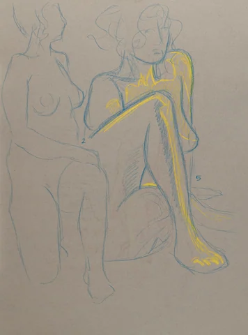 Gesture sheet, 2 poses by Riley Adamson