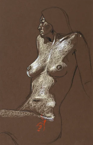 Seated figure, side view by Riley Adamson