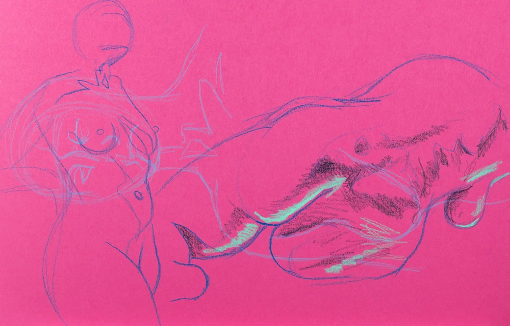 Gesture sheet, 2 poses by Riley Adamson