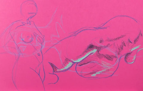 Gesture sheet, 2 poses by Riley Adamson