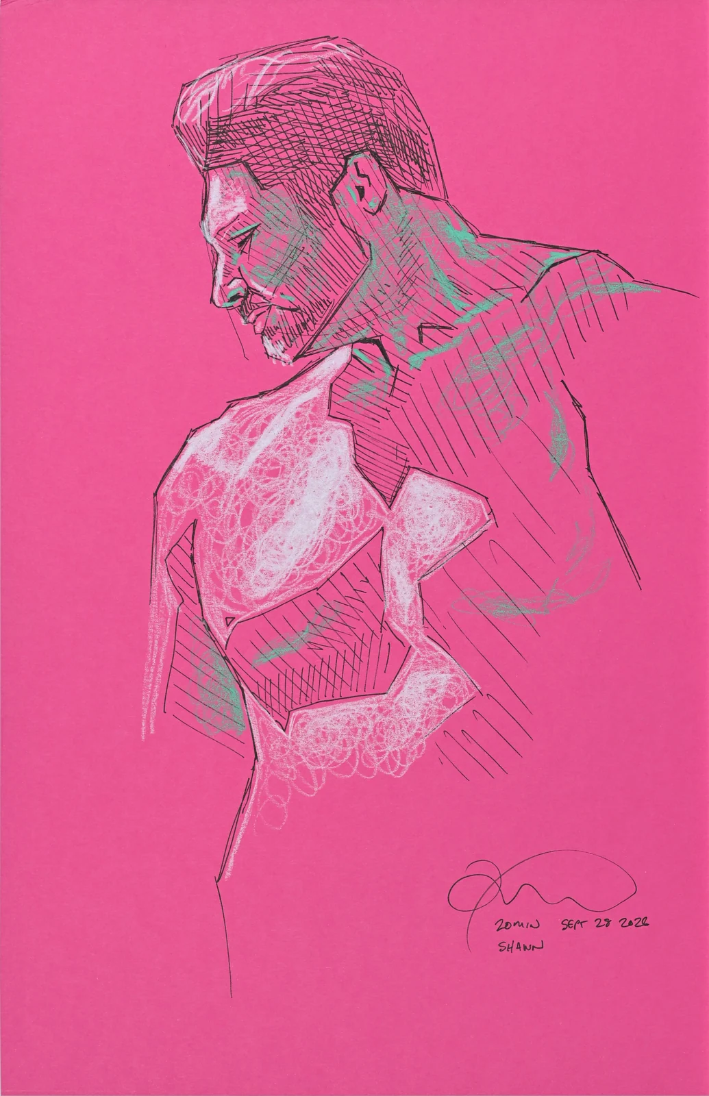 Seated figure, side view by Riley Adamson
