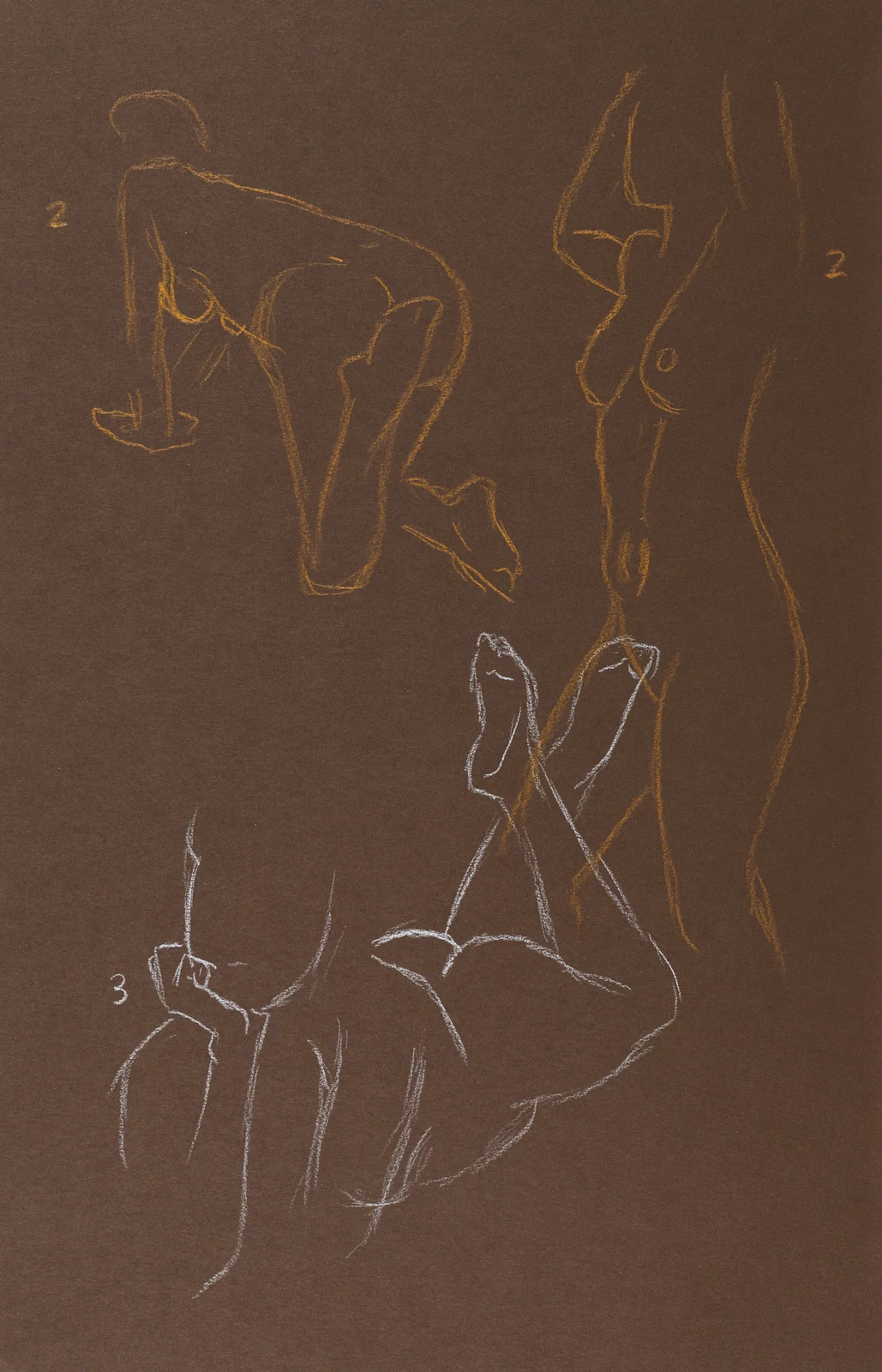 Gesture sheet, 3 poses by Riley Adamson